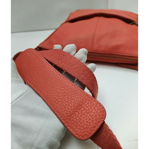 The Sak Orange Pebbles Leather Pocket Zipper Closure Crossbody Bag - Picture 5 of 12